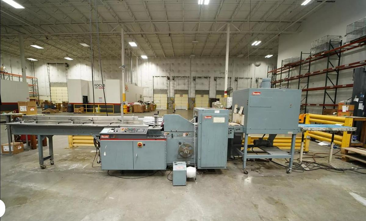 Used Shanklin F-5A & T-7XL Shrink Wrapper w/ (4) Longford B855 Feeders