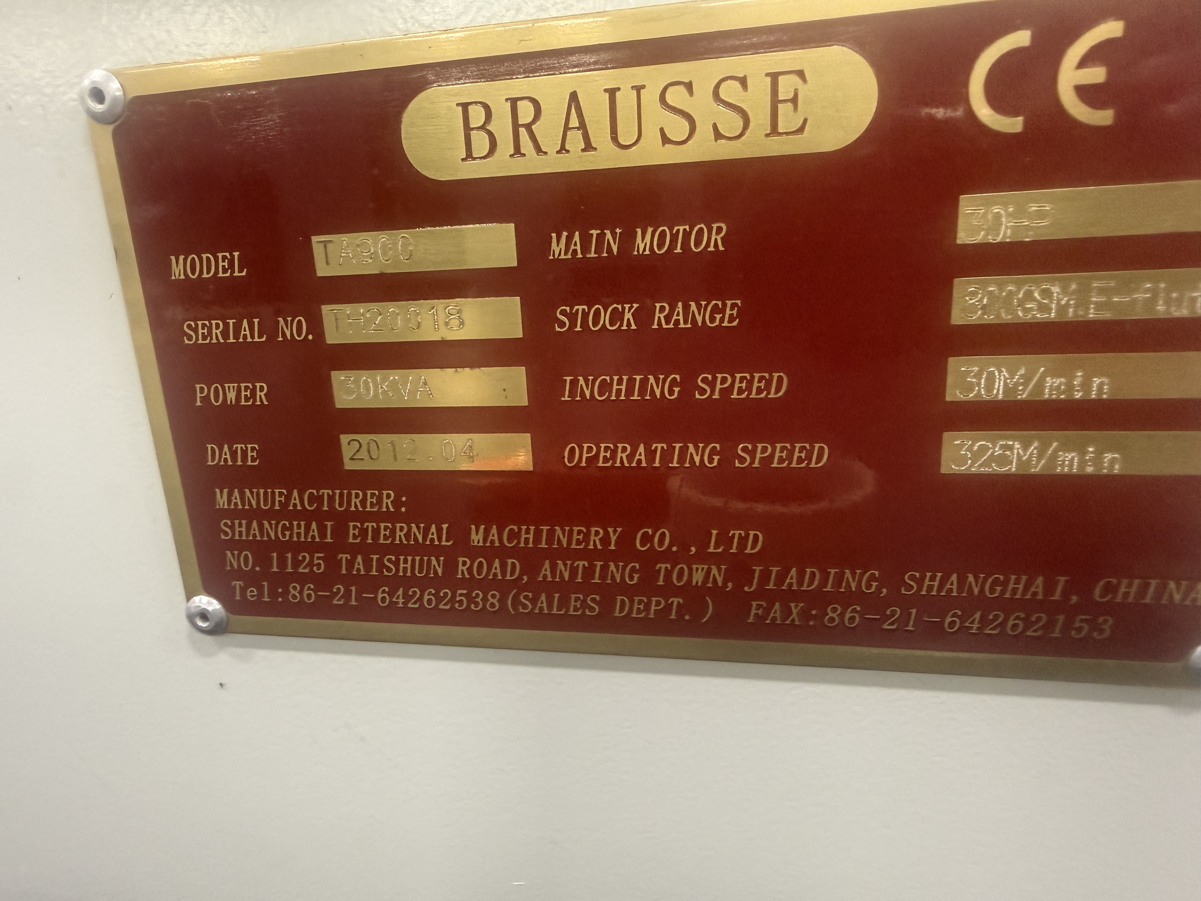 Used 2012 Brausse TA900 Straight Line Folder Gluer