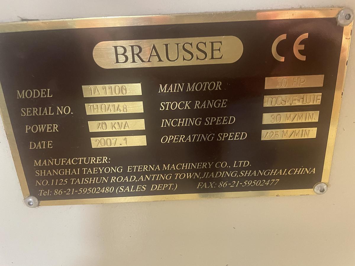 Used 2007 Brausse TA1100 C4/6 Automatic Folder Gluer w/ Autobottom, 4 & 6 Corner