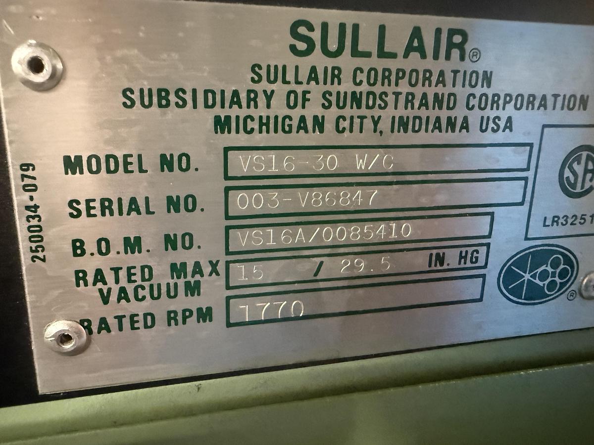 Used Sullair Rotary Screw Vacuum Pump System