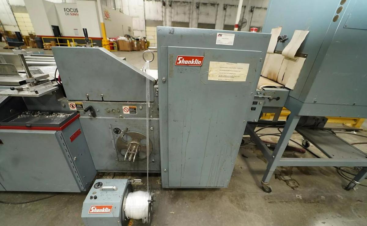 Used Shanklin F-5A & T-7XL Shrink Wrapper w/ (4) Longford B855 Feeders