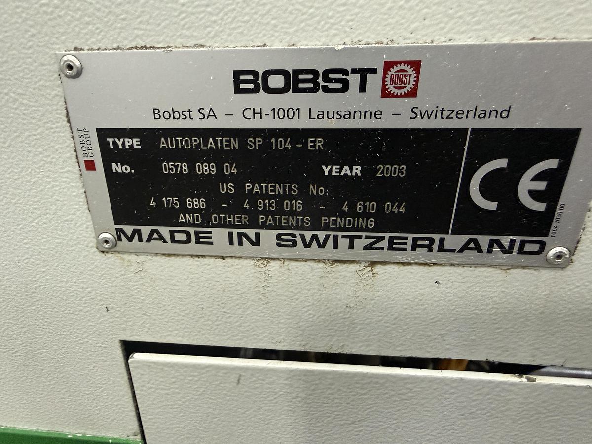 Used 2003 Bobst 104-ER Die Cutter w/ Blanking