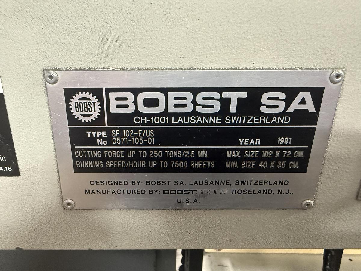 Used 1991 Bobst SP 102-E Automatic Die Cutter w/ Stripping