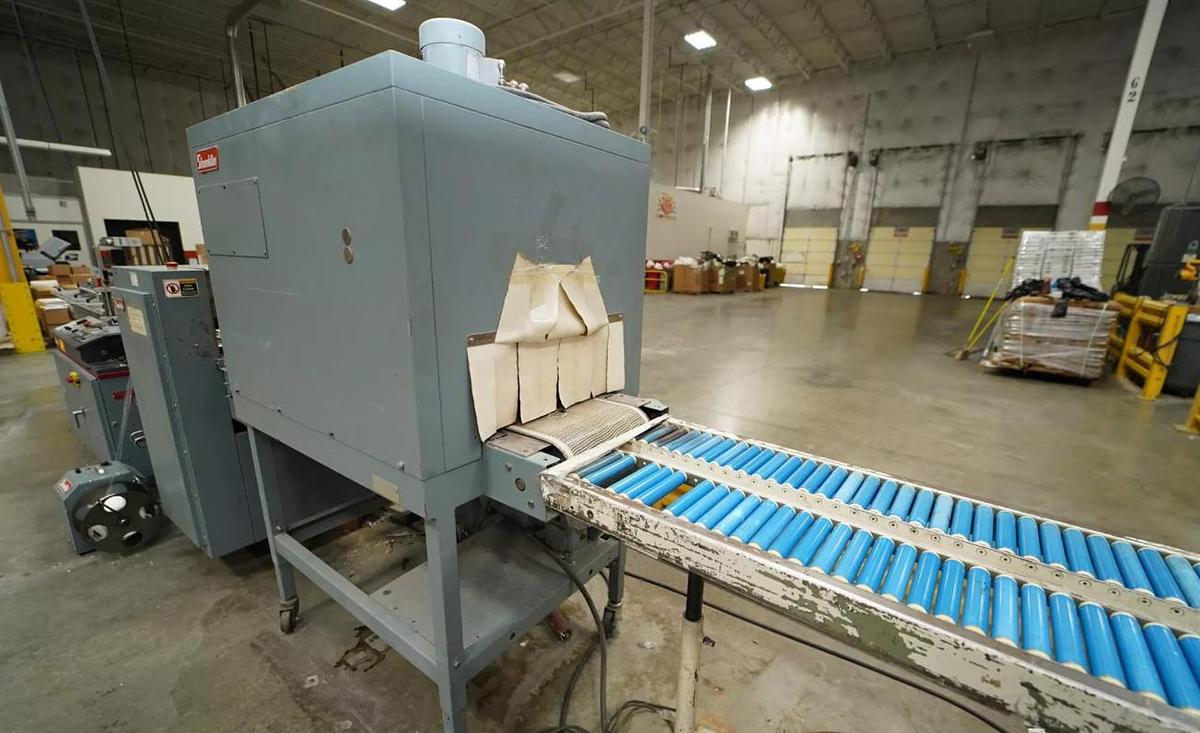 Used Shanklin F-5A & T-7XL Shrink Wrapper w/ (4) Longford B855 Feeders