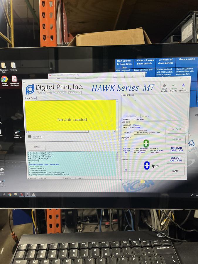 Used DPI Hawk M7 UV Inkjet System w/ Linemods Base
