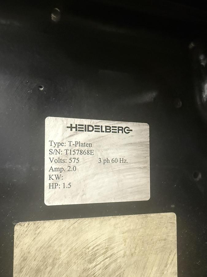 Used Heidelberg T-Platen Windmill with Quick Foil 1500
