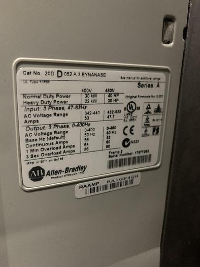 Used ALLEN BRADLEY DRIVE SYSTEM MFG. 2008