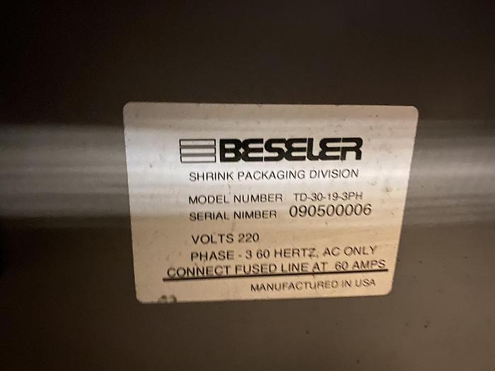 Used BESELER HEAT SHRINK TUNNEL MODEL TD-30-19-3PH