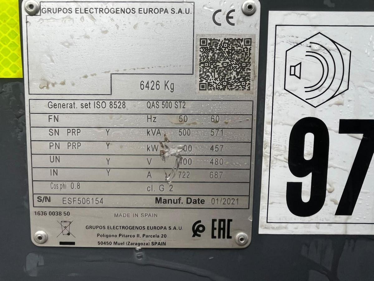 Usado Generador insonorizado Atlas Copco 500 KVA
