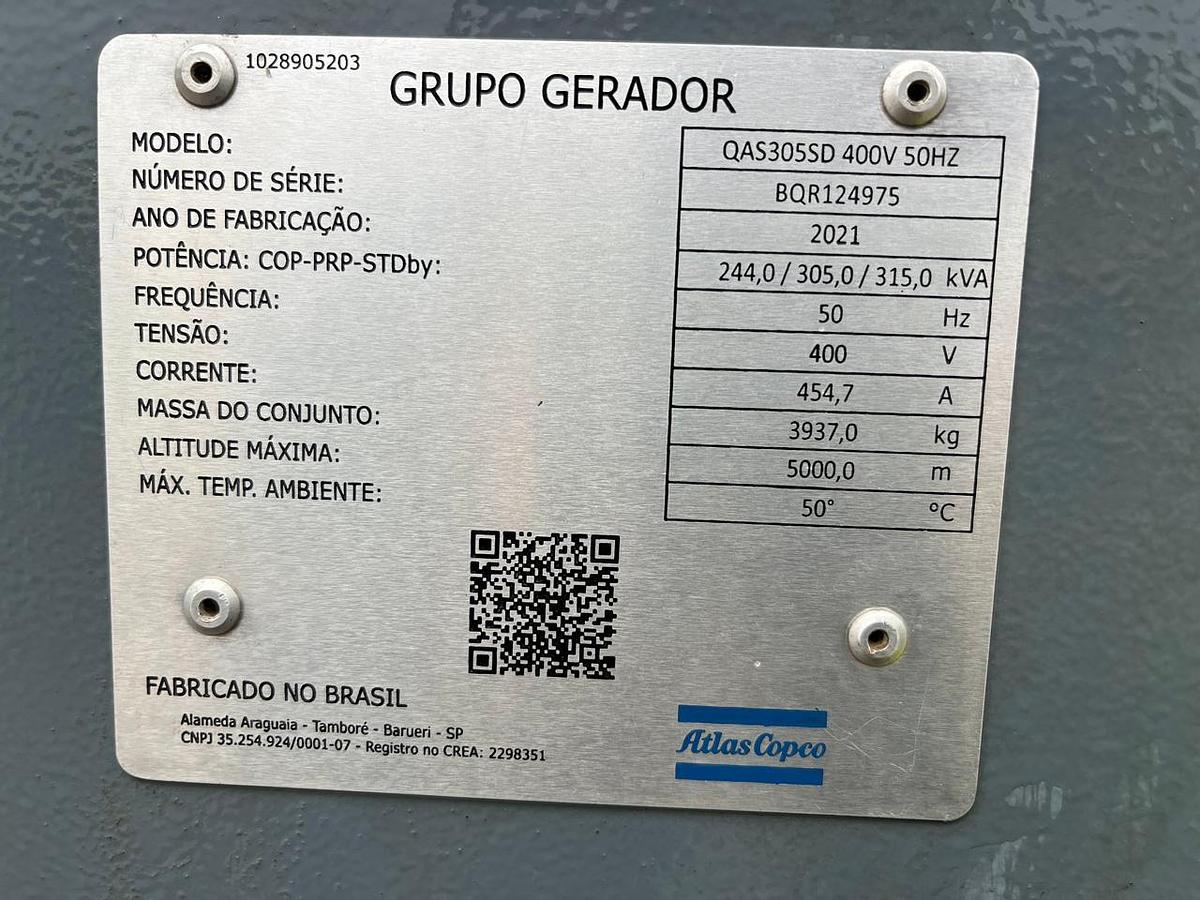 Usado Generador Insonorizado 305 Kva Atlas Copco