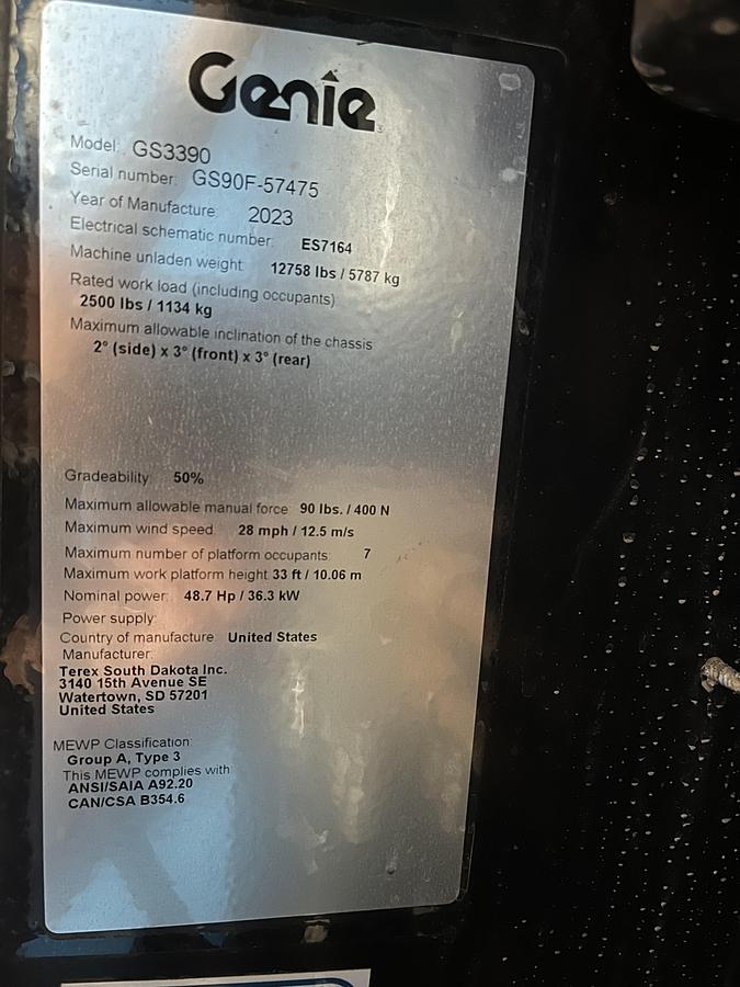 Used 2023 GENIE GS3390
