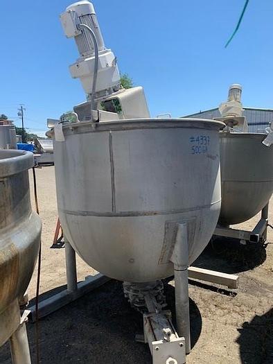 Used 500 Gallon Lee Stainless Steel Mixing Kettle Model 500 A7S