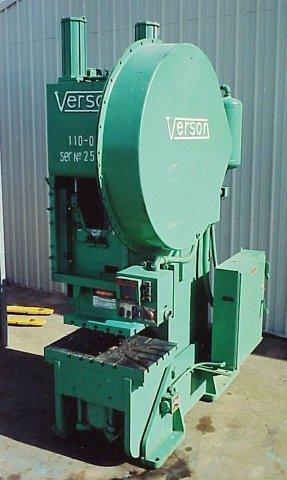 Used 110 Ton Verson OBI; Hvy. Duty; 27" x 42" Bed; 8" Str.; Roll Feed; Air Cl