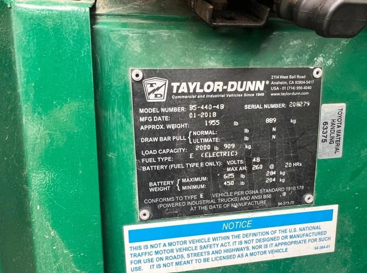 Used 2018 Taylor Dunn Bigfoot B5-440-48 Burden Carrier