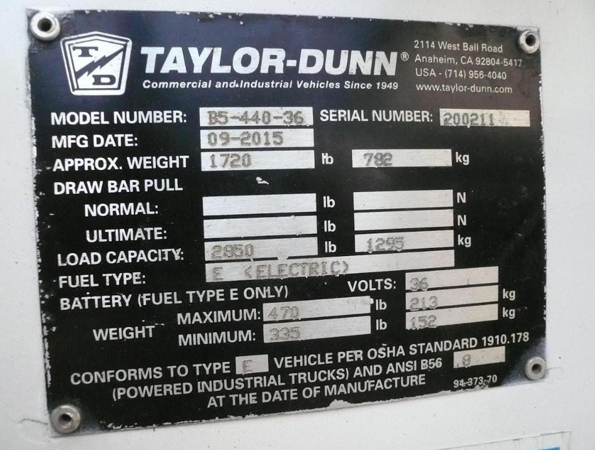 Used 2015 Taylor Dunn Bigfoot B5-440-36