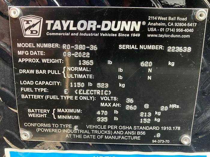 Used NEW Taylor Dunn R-380