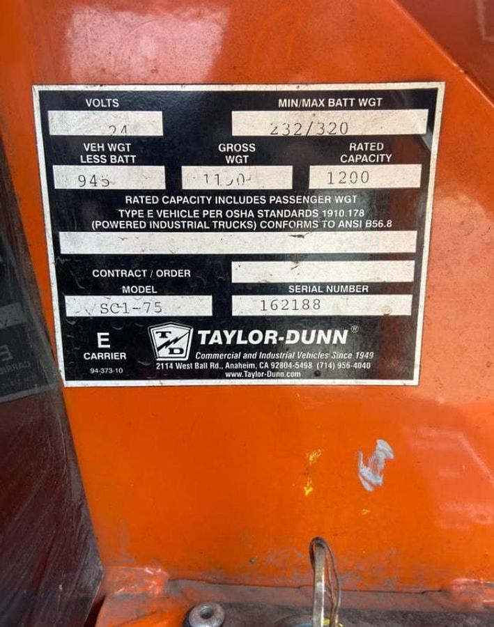Used Taylor Dunn SC1-75 Stock Chaser