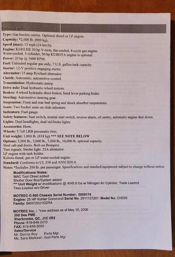 Used Motrec Burden Carrier