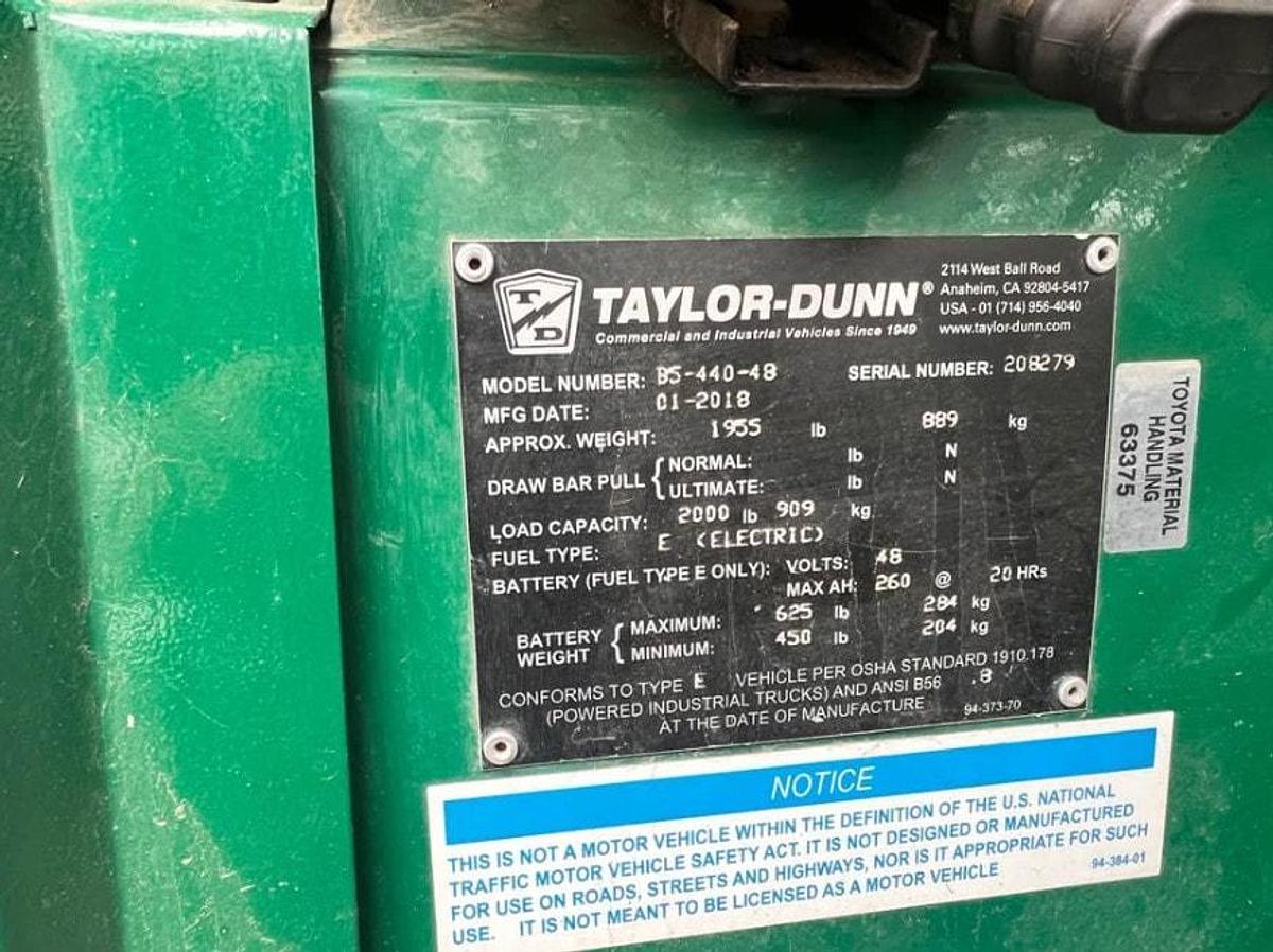 Used 2018 Taylor Dunn Bigfoot B5-440-48 Burden Carrier