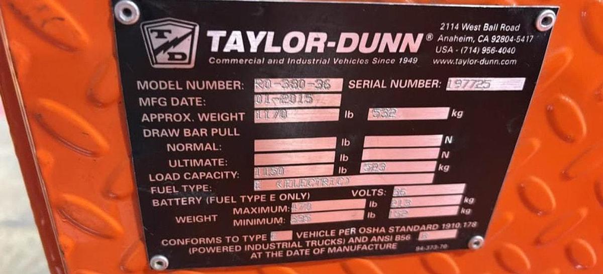 Used 2015 Taylor Dunn R0-380-36