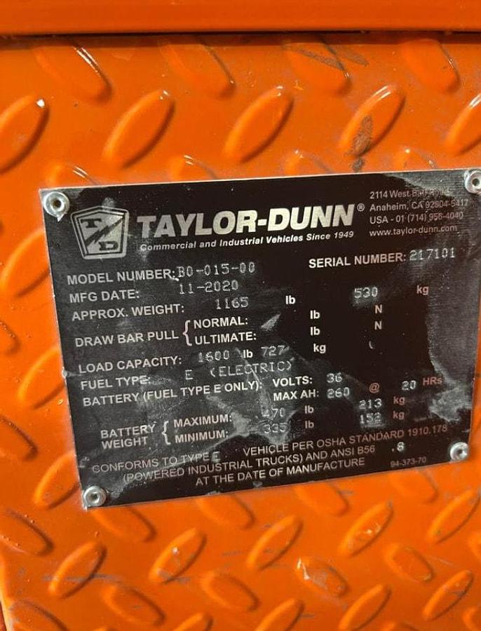 Used 2021 Taylor Dunn B0-015-00 Burden Carrier