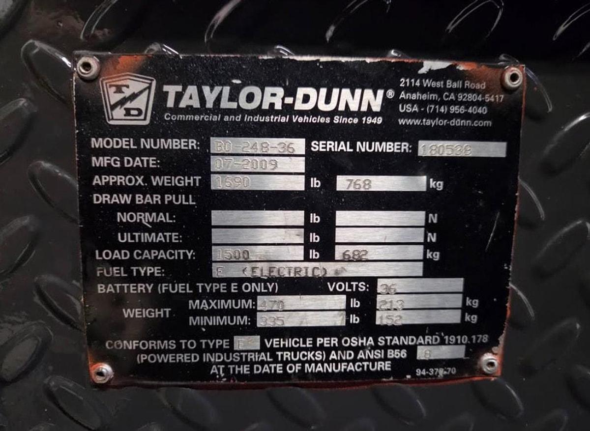Used 2009 Taylor Dunn B0-248-36 Burden Carrier