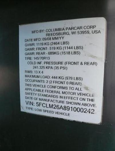 Used 2009 Columbia MG1-VN