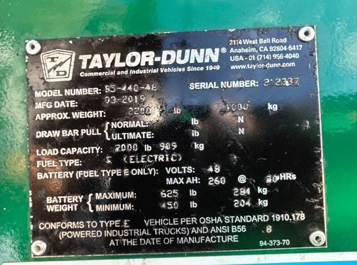 Used 2019 Taylor Dunn B5-440-48