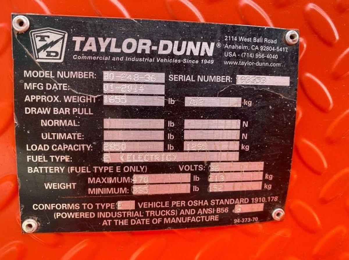 Used 2014 Taylor Dunn B0-248-36 Burden Carrier