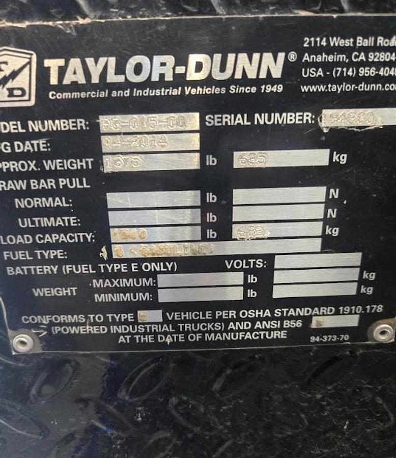 Used Taylor Dunn G-150 Burden Carrier