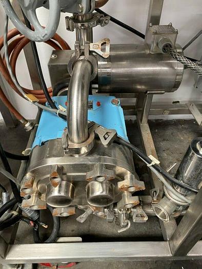 Used Millipore TFF Skid w/ Waukesha 030 Pump & 80L Jacketed Vessel w/ Controller