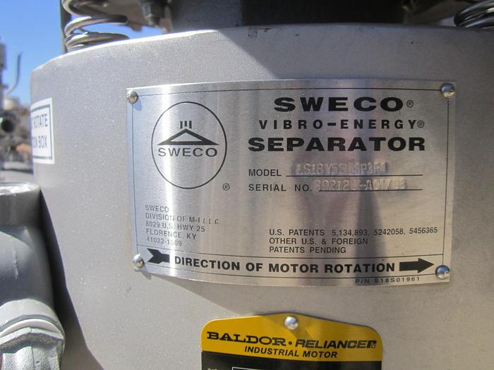 Used Screen, Sweco, 18", Single Deck, S/st, 1/4 HP #C739496