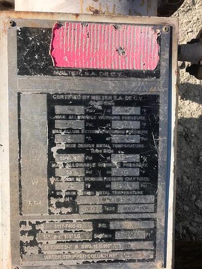 Used Used Melter approximately 214 square foot Carpenter 20 Alloy  Shell and Tube Heat Exchanger