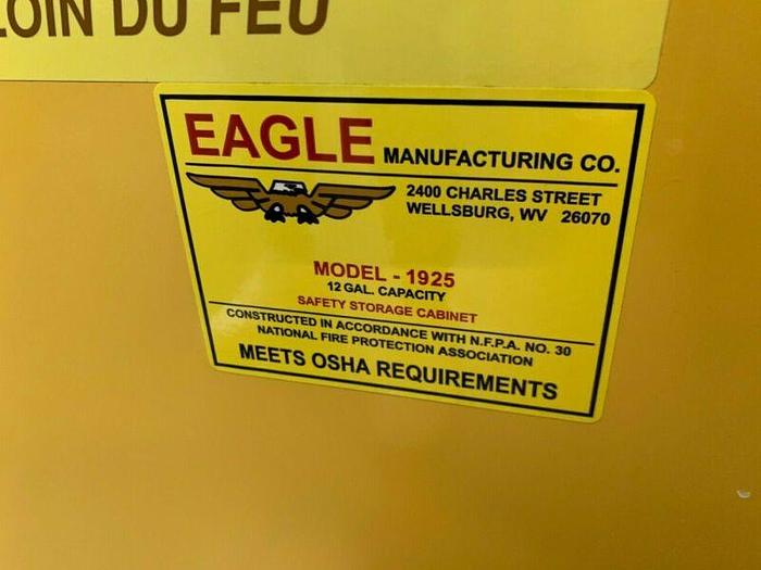 Used Eagle Model 1925, 23" x 18" x 35" Flammable Storage Cabinet, 12 Gallon
