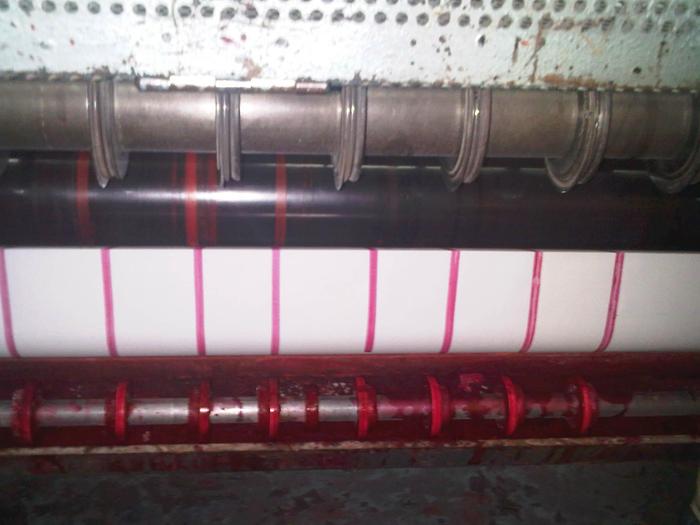 Used 53" (1.35M) LA MECCANICA TRL 1350 CASH ROLL SLITTER, 49" (1250MM) UNW 12" (300MM) REW