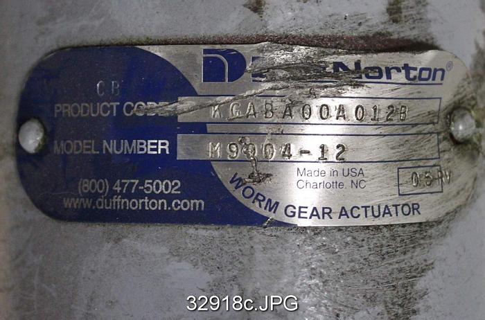 Used Duff Norton M9004-12 Worm Gear Actuator #32918