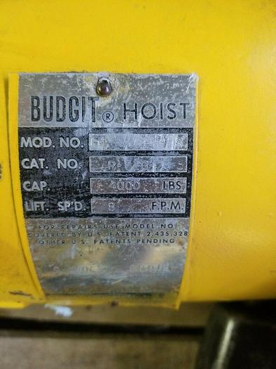 Used BUDGET 2 TON HOIST. 309828466 with trolley