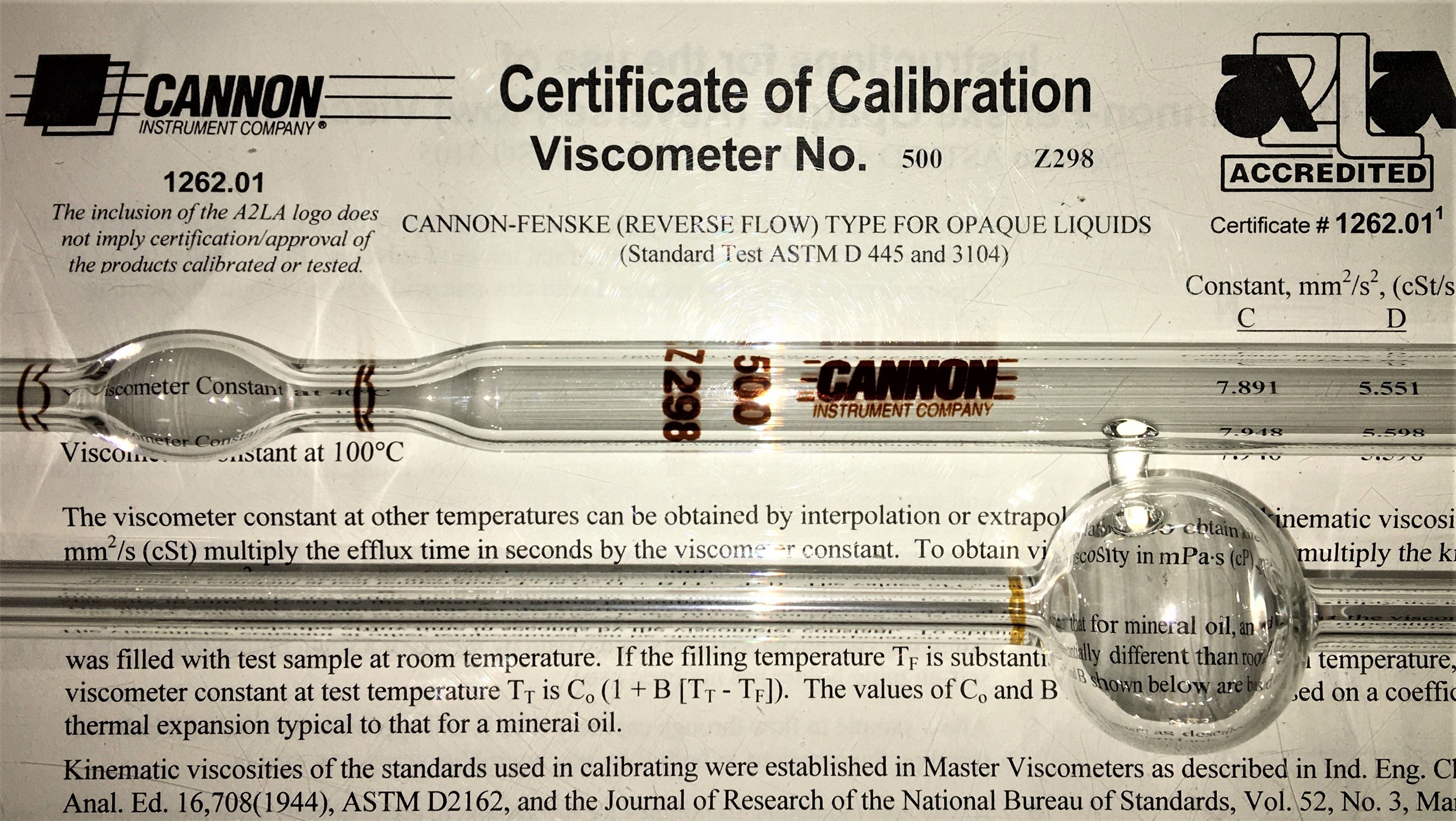 New Open Box Cannon-Fenske CFOC-500 (9721-F80) Certified Opaque Viscometer Tube - Size 500