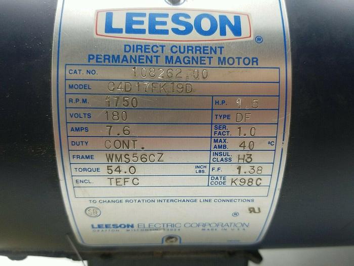 Used Leeson C4D17FK19D Motor