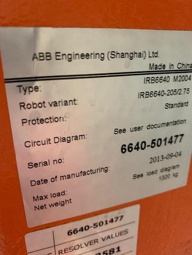 Used 2013 ABB IRB 6640 205/2.75