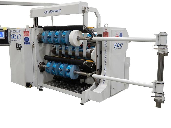 Used 63" SRC SYSTEMS LTD. MODEL 610 COMPACT DUPLEX SLITTER REWINDER