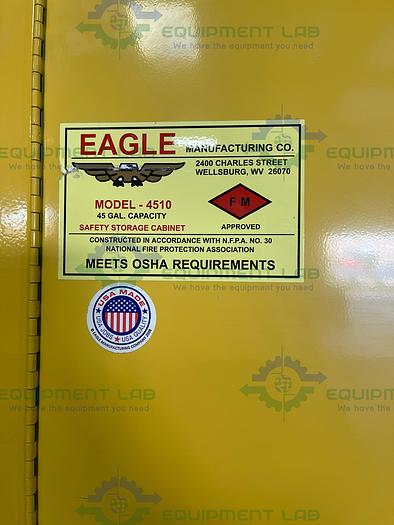 Used Eagle Manufacturing Model 4510 45 Gallon Flammable Liquid Storage Cabinet w/ Soft Close Doors