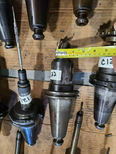 Used CAT 50 CT Tool Holders One Lot  of 8 Assorted CNC Tooling  with Cutters & Drills