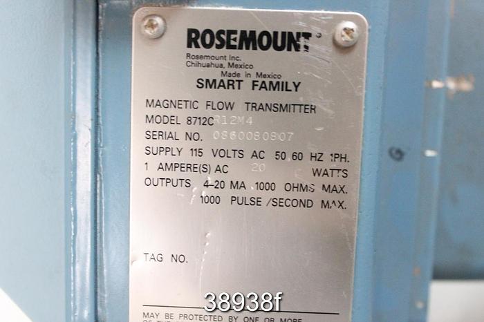 Used Rosemount 8711TSA015U1G1N0 1.5" Magnetic Flow Tube with Transmitter #38938