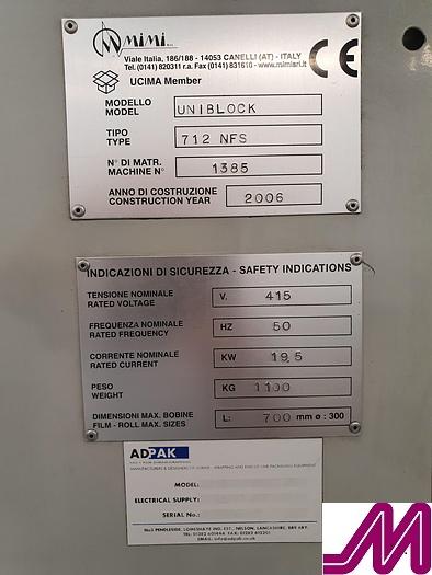 Used 2006 ADPAK  Uniblock Type 712NFS Shrink Wrapper & Heat Tunnel