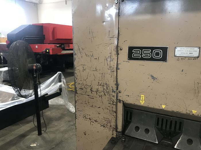 Used 1/4" x 8' Cincinnati 250-HS Hydraulic Shear