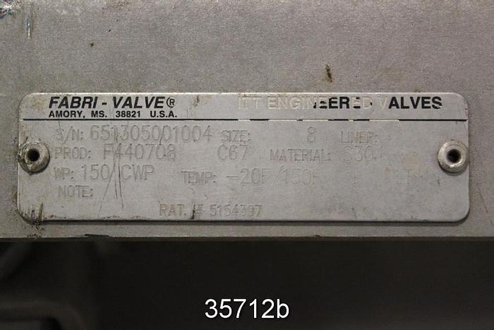 Used Fabri 8" Hand Operated Knife Gate Valve, C67, Bi-Directional #35712