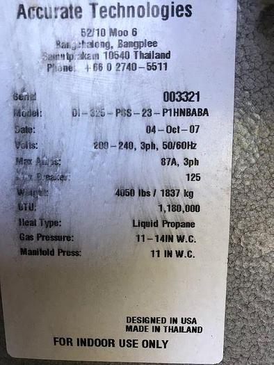 Used 2007 B&C 325LB GAS DRYER