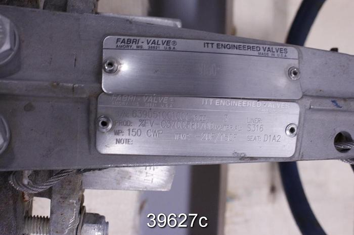 Used Fabri 3" Hand Operated Knife Gate Valve #39627