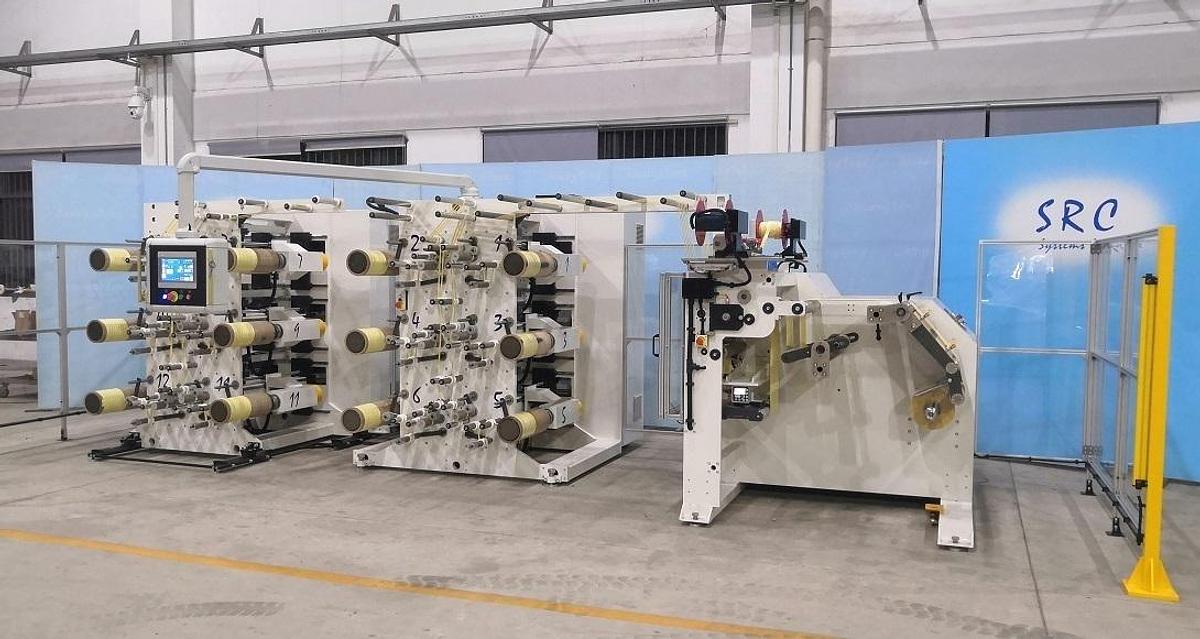 Used 18" WIDE SRC SYSTEMS 12-HEAD SPOOLING SYSTEM MODEL SP12